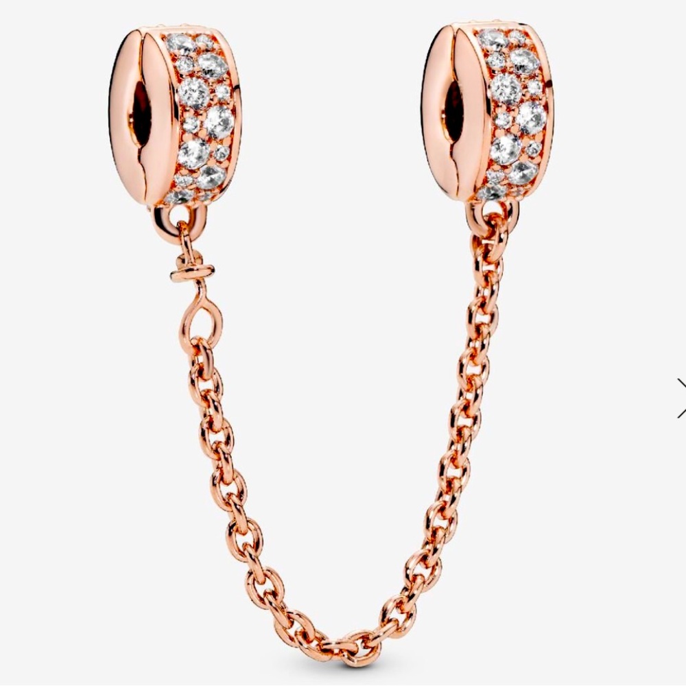 14k plated rose gold safety chain clip charm from Pandora